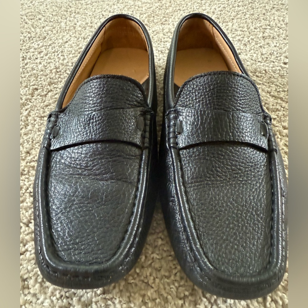Black Leather Men's Slip-On Loafers